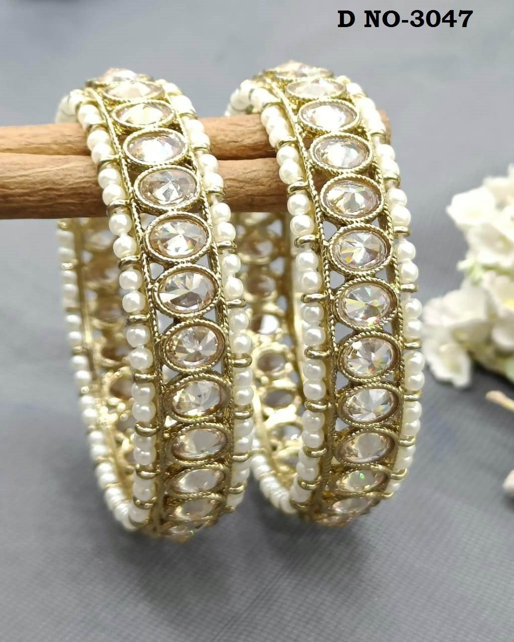 Beautiful Polki Bangles Sku 3047 G1 - rchiecreation