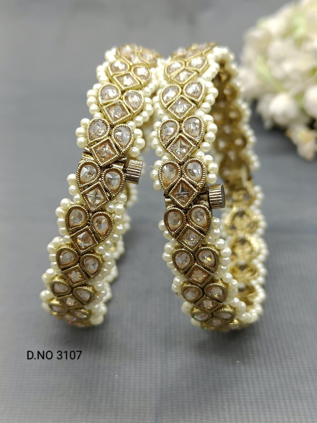 Beautiful Polki Bangles Sku-3107 F3 - rchiecreation