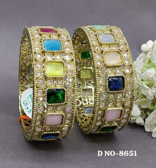 Beautiful Polki Bangles Sku-8651 G2 - rchiecreation