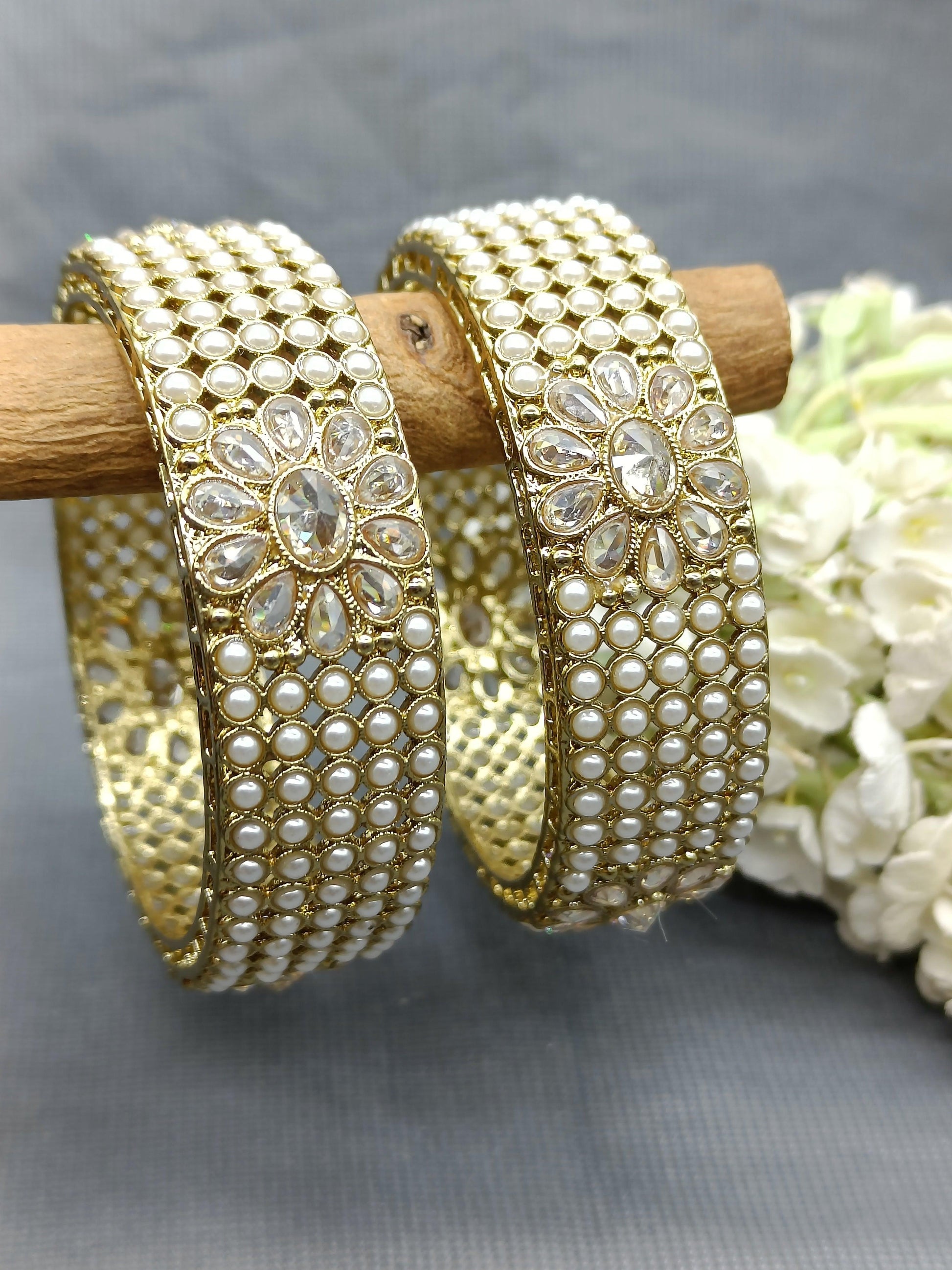 Beautiful Polki Bangles Sku-8945 F1 - rchiecreation