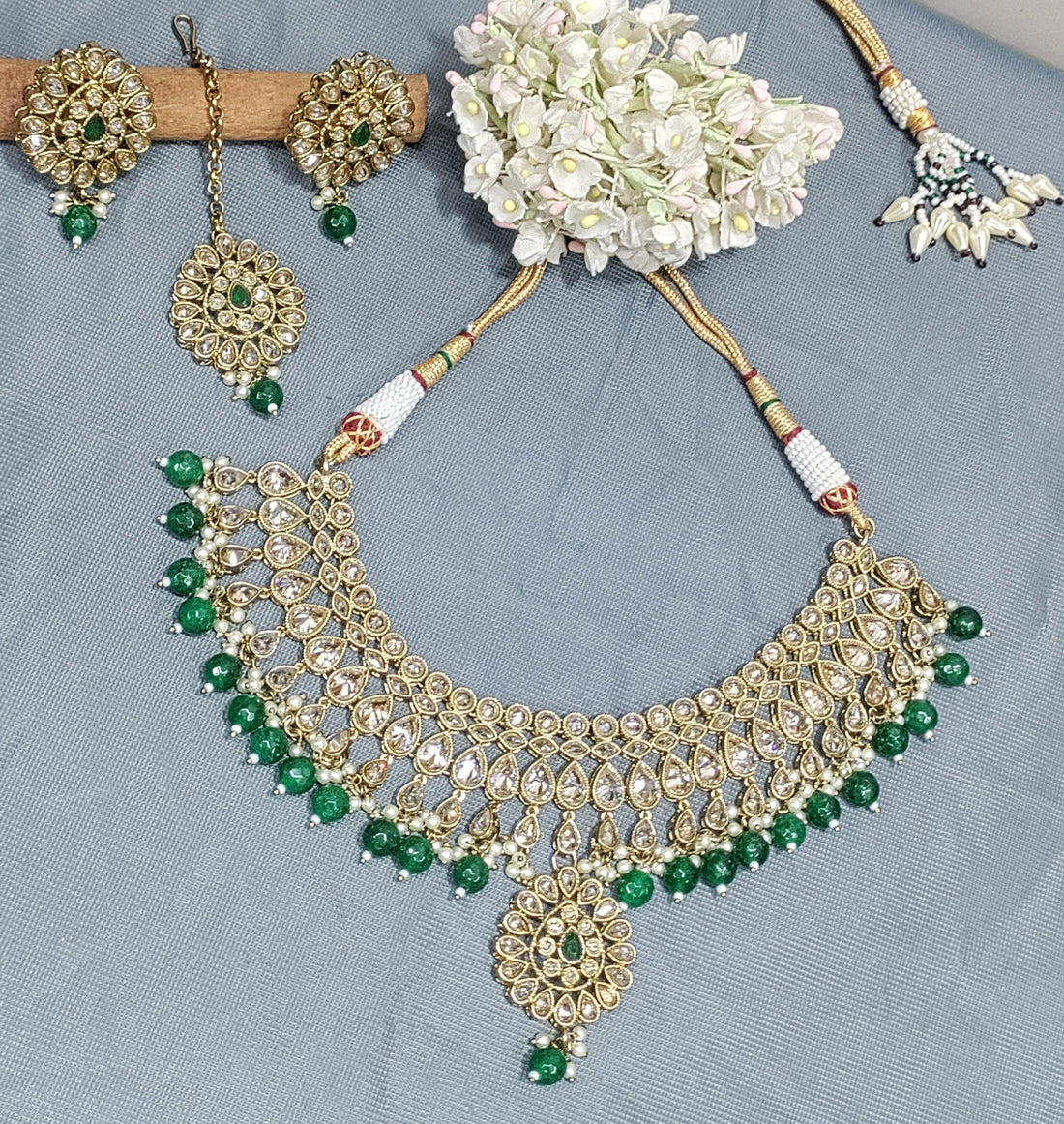 Beautiful Polki Bridal Necklace Sku- 786B1 - rchiecreation