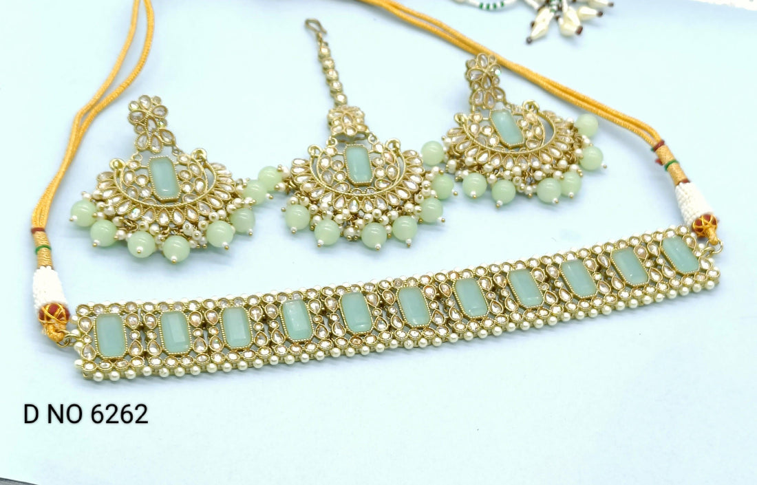 Beautiful Polki Mehendi Necklace Sku 6262 B1 - rchiecreation