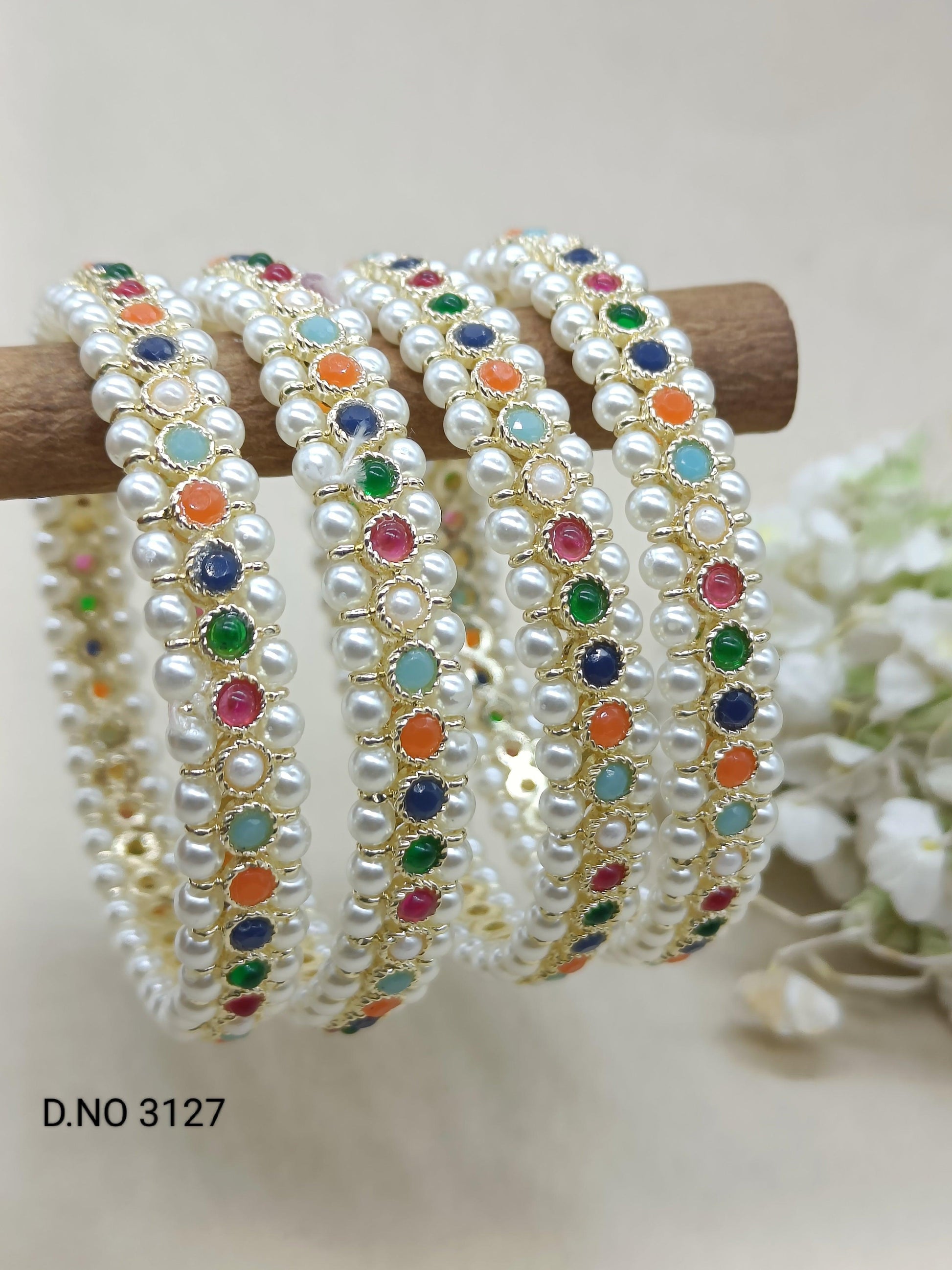 Beutifull pearl Golden Bangles Sku 3127 G3 - rchiecreation