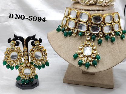 Big Kundan Necklace Set Sku 5994 D4 - rchiecreation