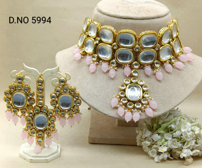 Big Kundan Necklace Set Sku 5994 D4 - rchiecreation