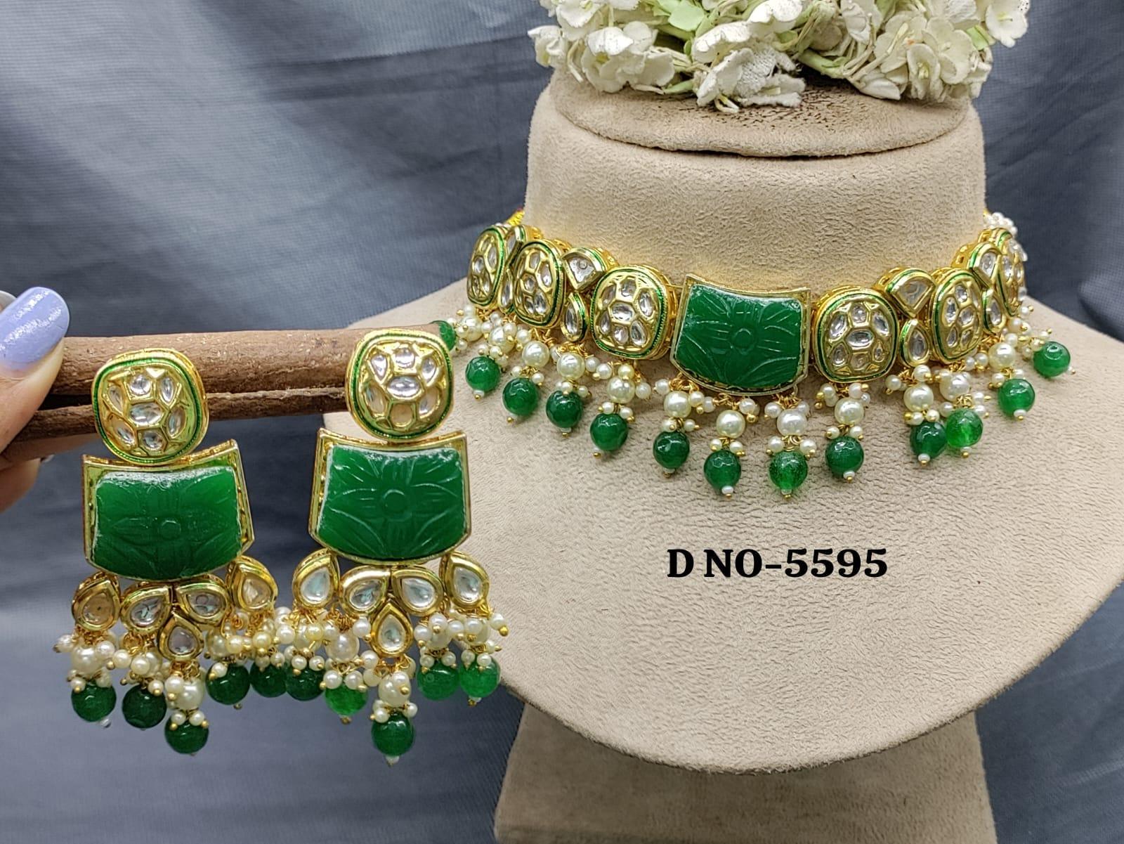 Bollywood Green Necklace Set-5595 D4 - rchiecreation