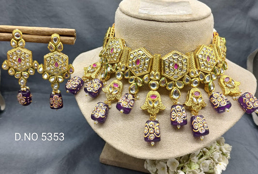 Bollywood Kundan Necklace Set Sku 5353 D4 - rchiecreation