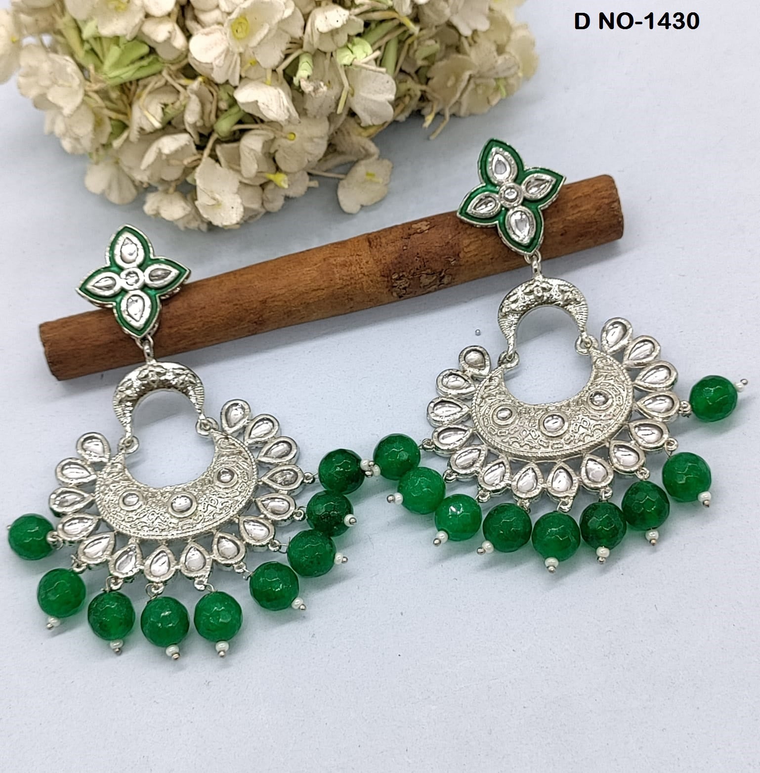 Victorian Polki Kundan Earring Sku-1430 rchiecreation