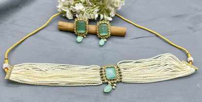 Choker Necklace Set Sku-5305 B4 - rchiecreation