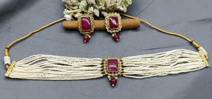 Choker Necklace Set Sku-5305 B4 - rchiecreation