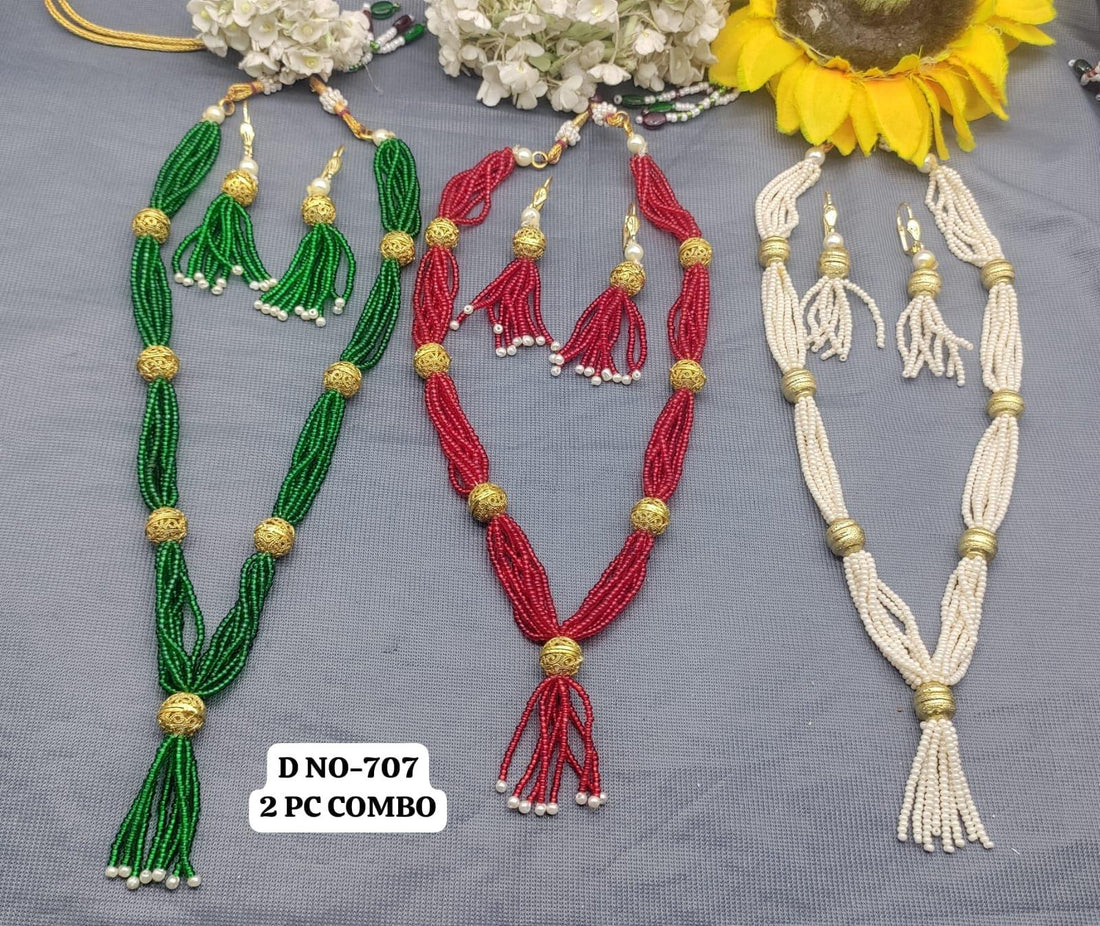 Combo Pearl Long Mala Set Sku-707B4 - rchiecreation