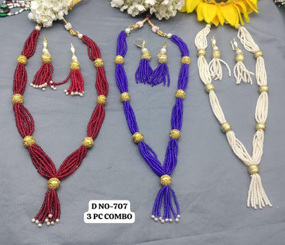 Combo Pearl Long Mala Set Sku-707B4 - rchiecreation