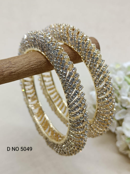 Cz Ad Bangles golden Sku -5049 G4 - rchiecreation