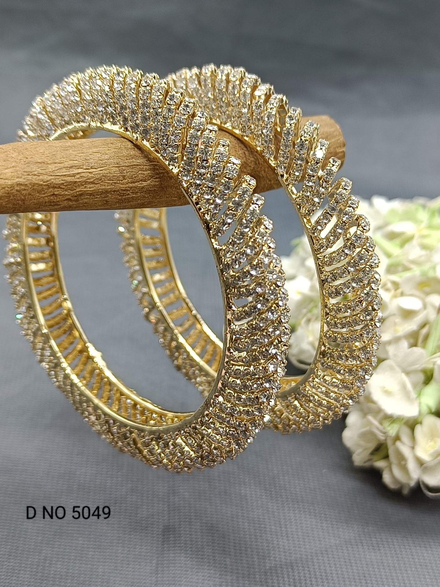 Cz Ad Bangles golden Sku -5049 G4 - rchiecreation