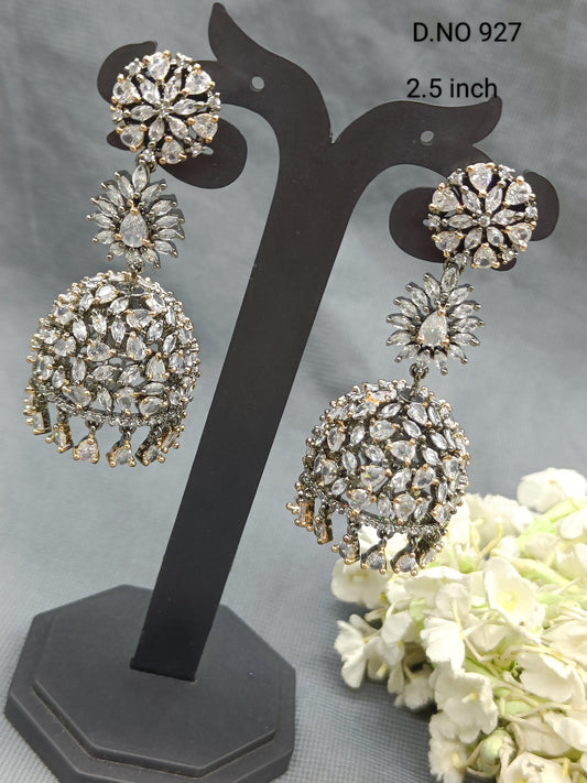 Cz Ad Jhumki Earring Victorian Sku 927 C1 - rchiecreation