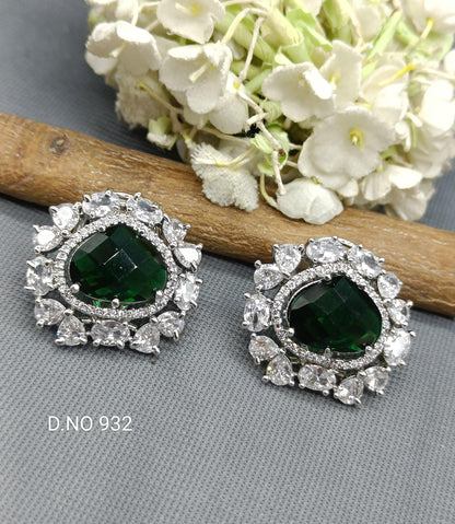 Cz Ad Tops And Stud Earring Rodium Sku 932 C1 - rchiecreation