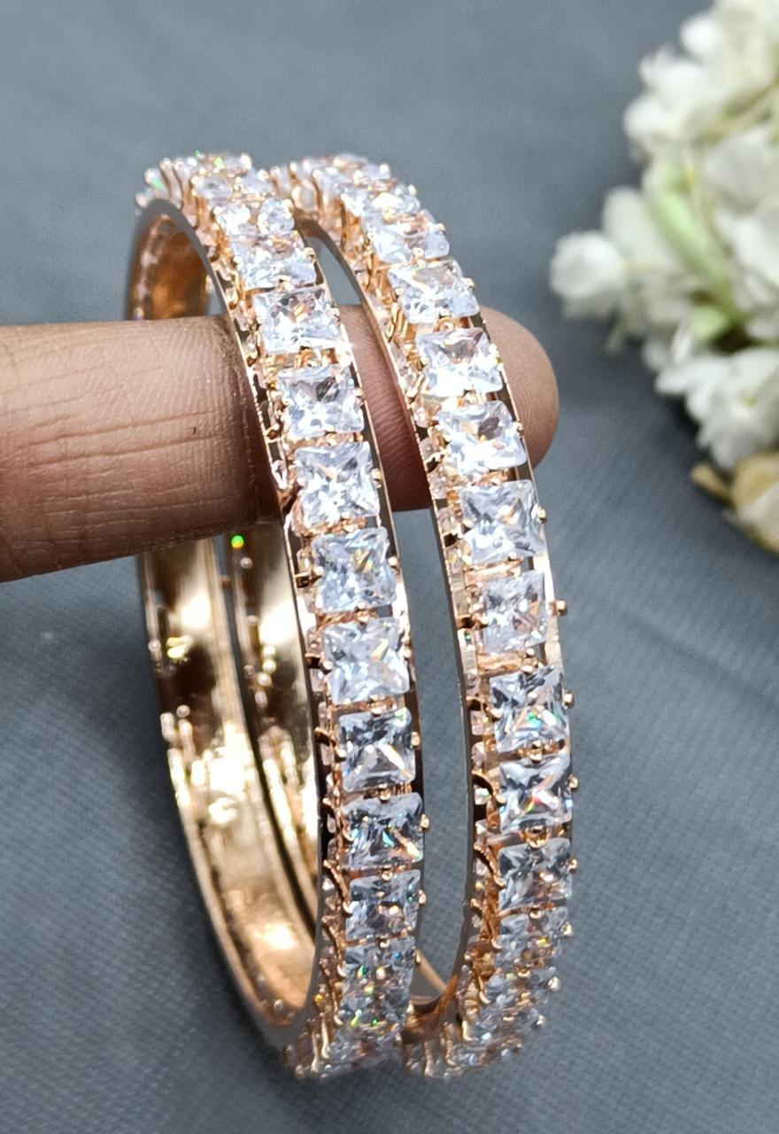 Cz Rosegold Bangles Sku-5032 C4 - rchiecreation