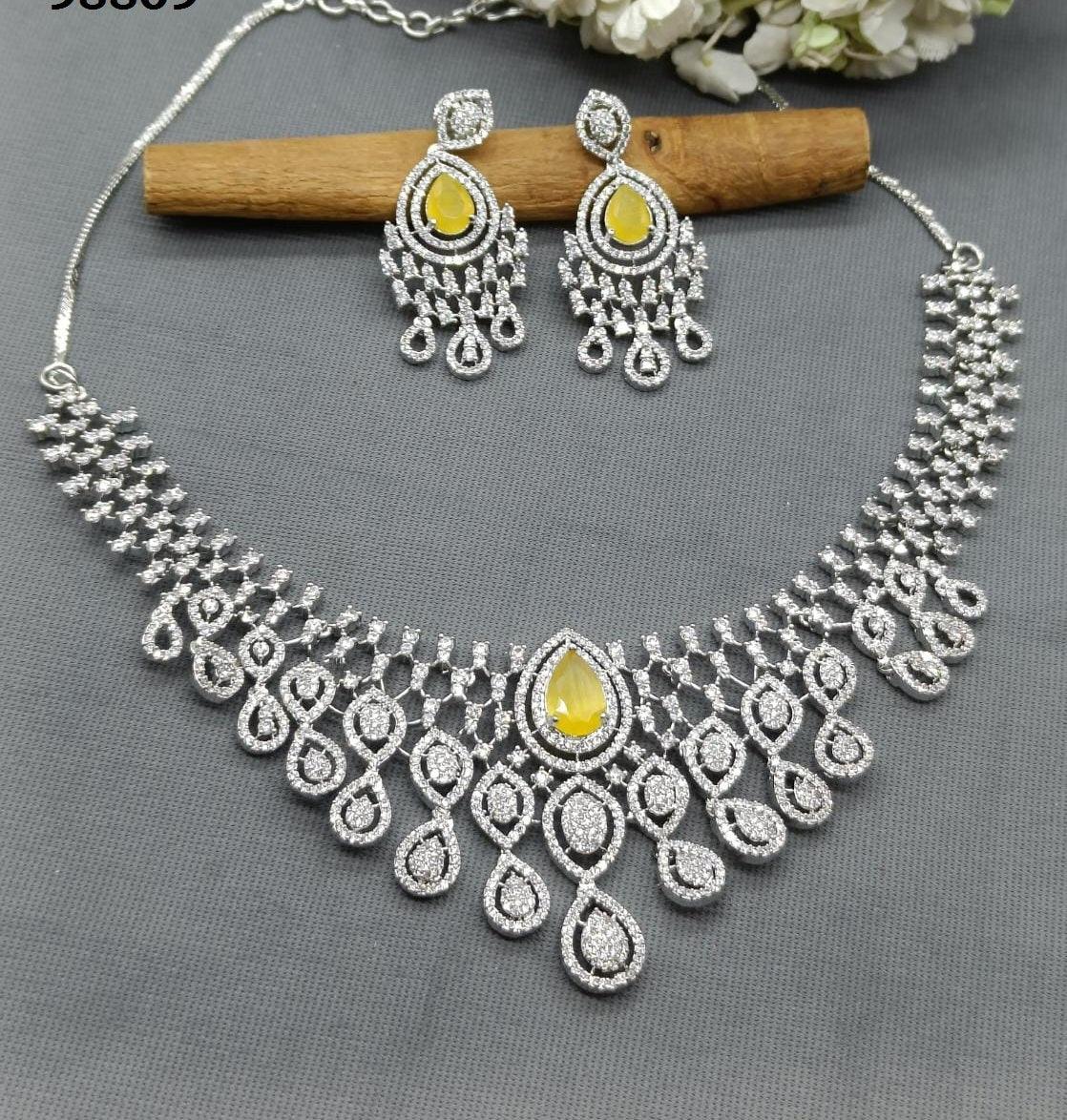 Diamond Necklace Rodium 6092 C3 45 - rchiecreation