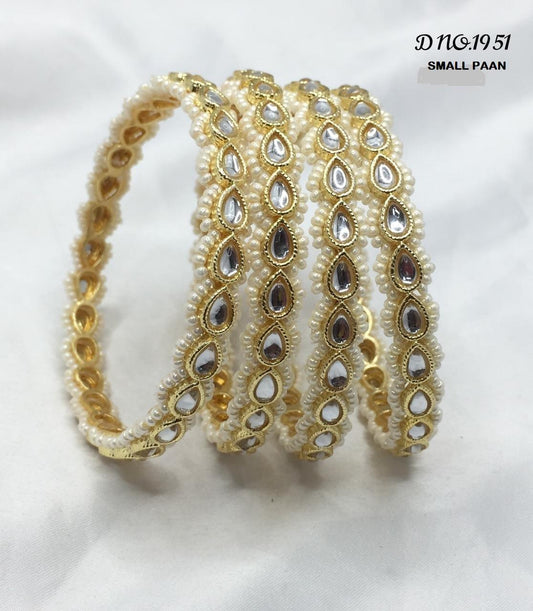 Golden Kundan Bangles Sku-1981 - rchiecreation