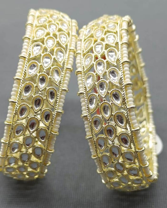 Golden Kundan Bangles Sku-3091 G3 - rchiecreation