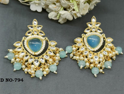 Golden Kundan Earing Sku-794 A1 - rchiecreation