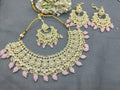 Golden Kundan Necklace Set Sku 6061 B4 - rchiecreation