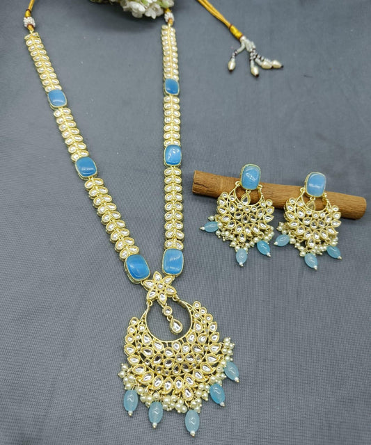 Golden Kundan Necklace Set Sku-6163 B 2 - rchiecreation