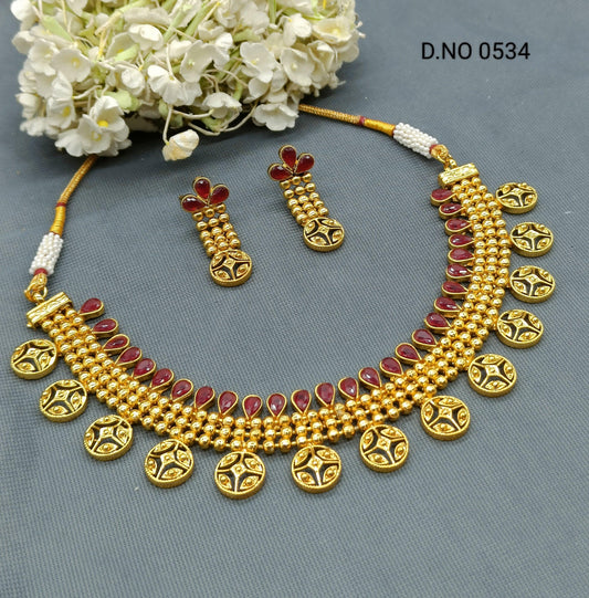 Golden Necklace Set Sku 0534 - rchiecreation