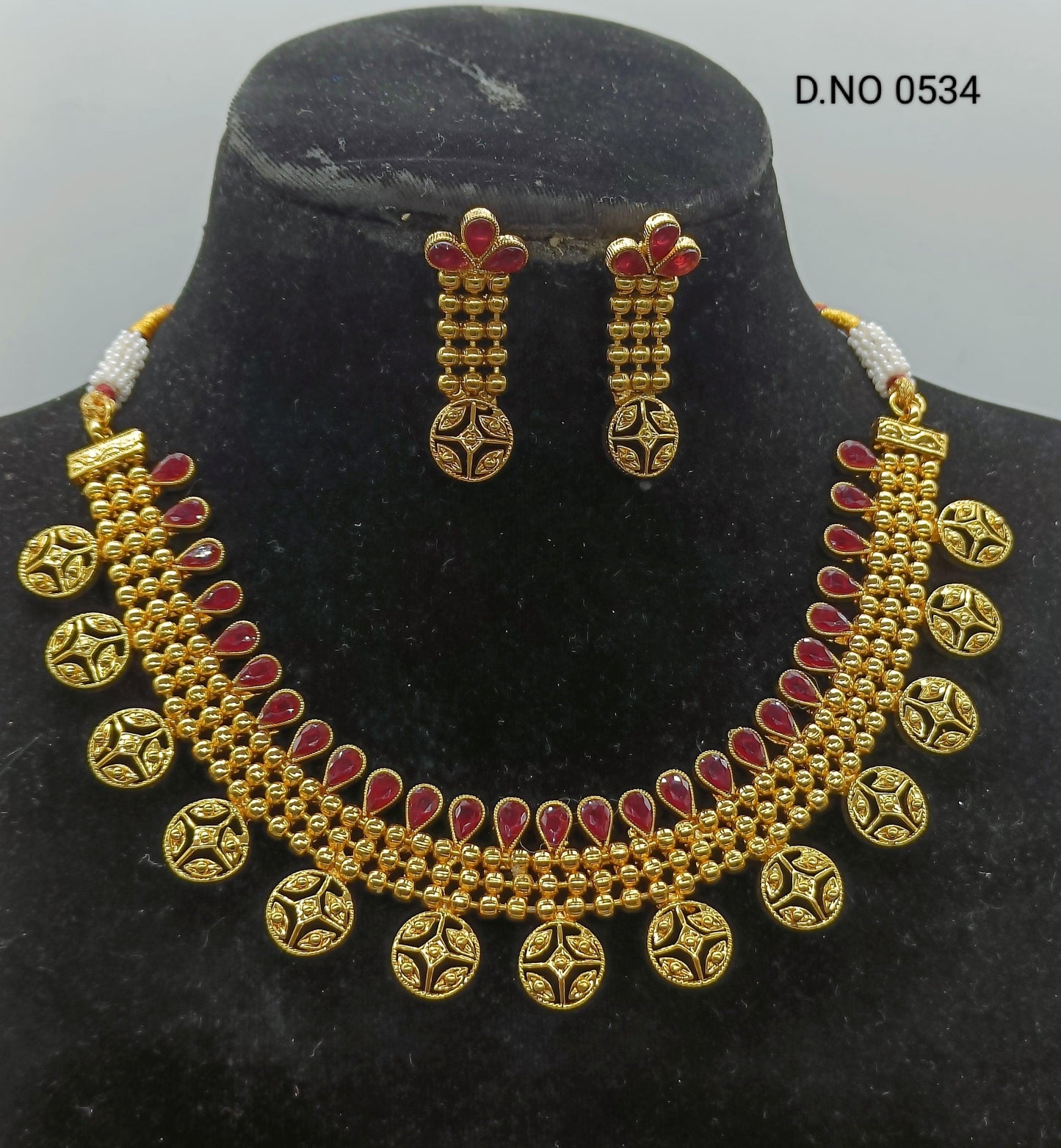 Golden Necklace Set Sku 0534 - rchiecreation