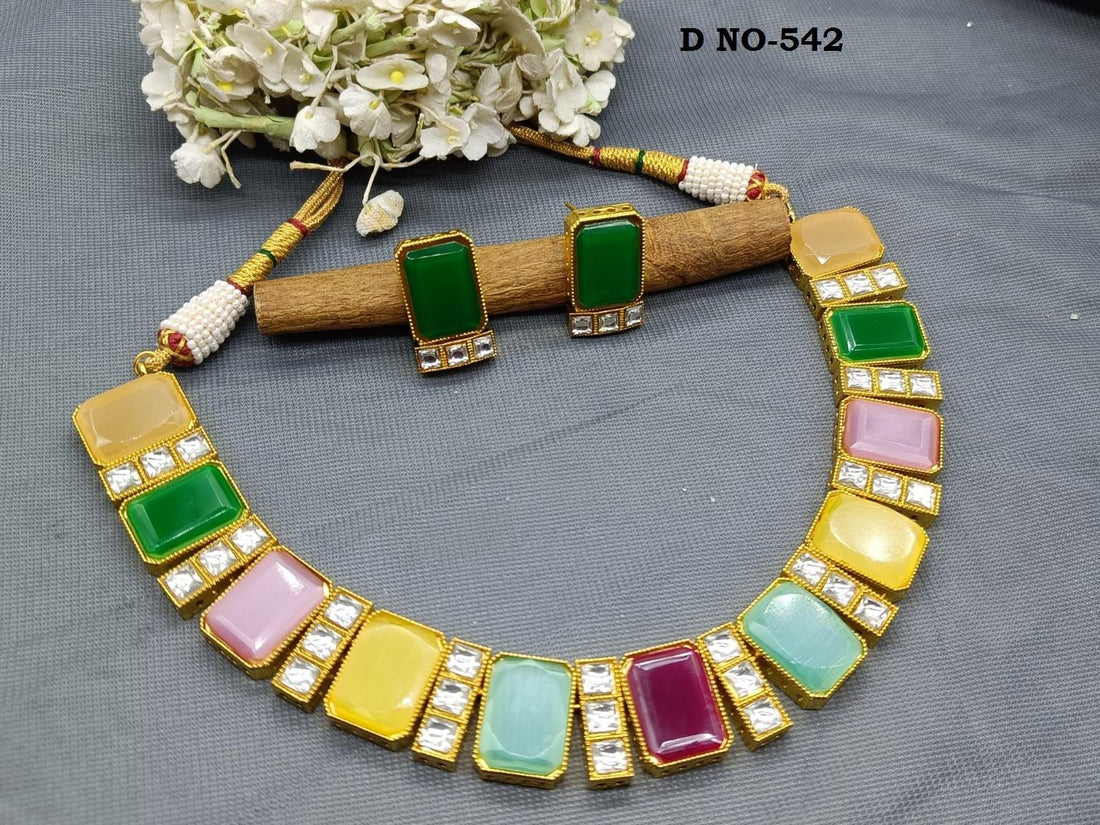 Golden Necklace sku-542 B2 - rchiecreation