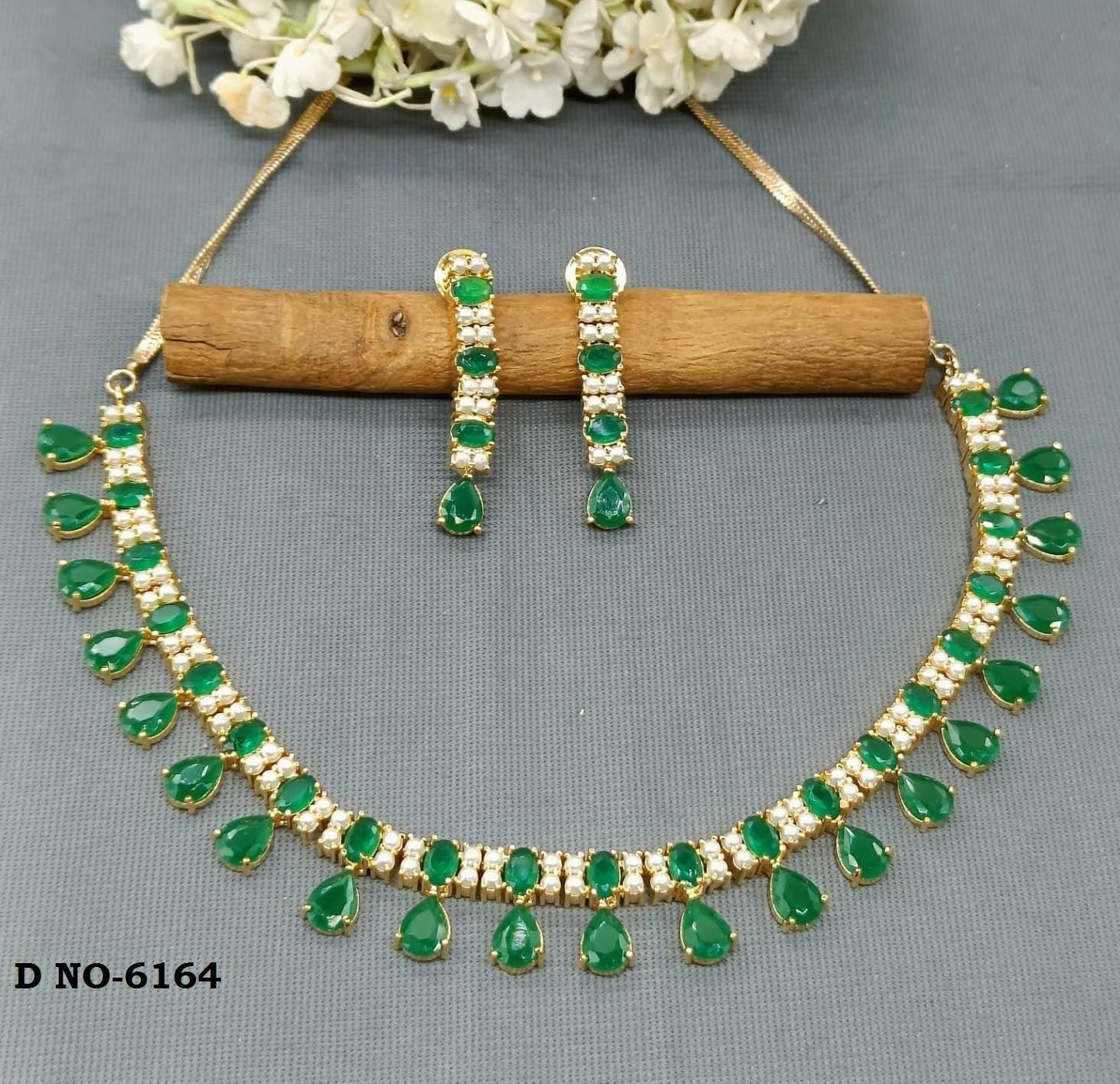 Golden Pearl Necklace Set Sku- 6164 D3 - rchiecreation