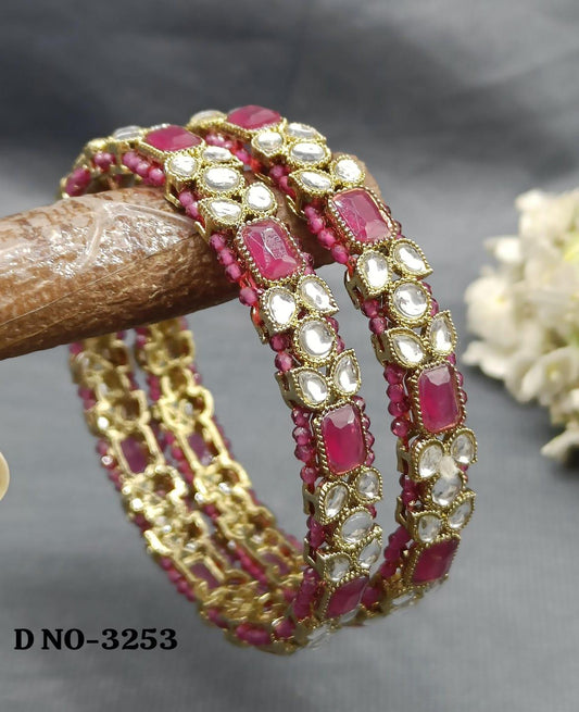 Kundan Bangles Mehandi Ruby Sku-3253 - rchiecreation