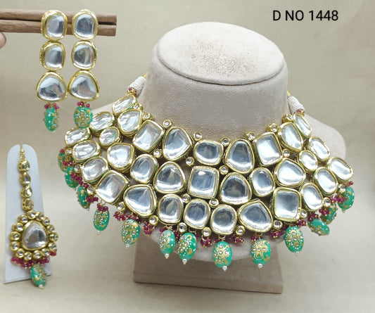 Kundan Bridal Necklace Set Sku 1448 D4 - rchiecreation
