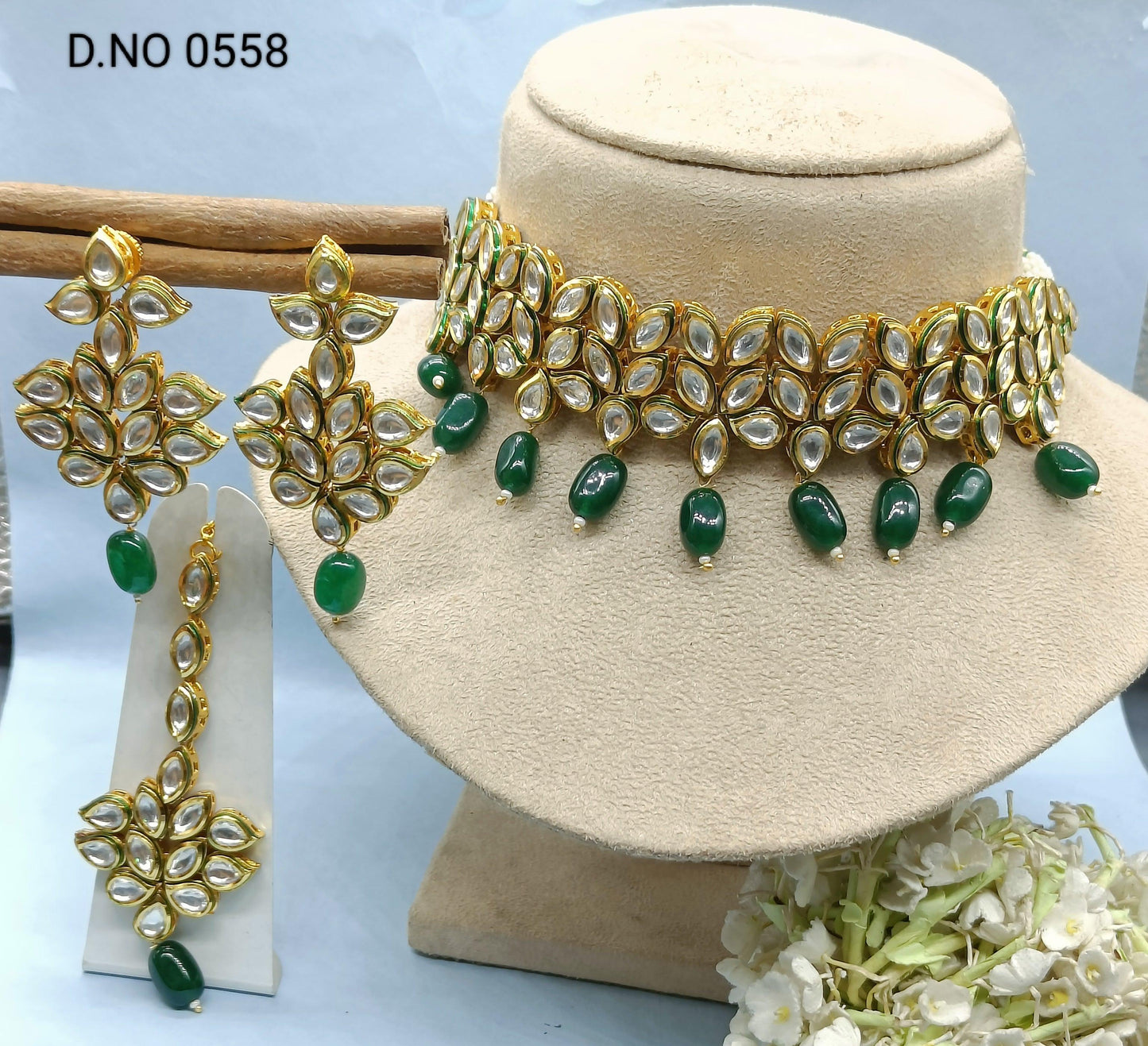 Kundan Bridel Choker Necklace Set Sku 0558 D4 - rchiecreation