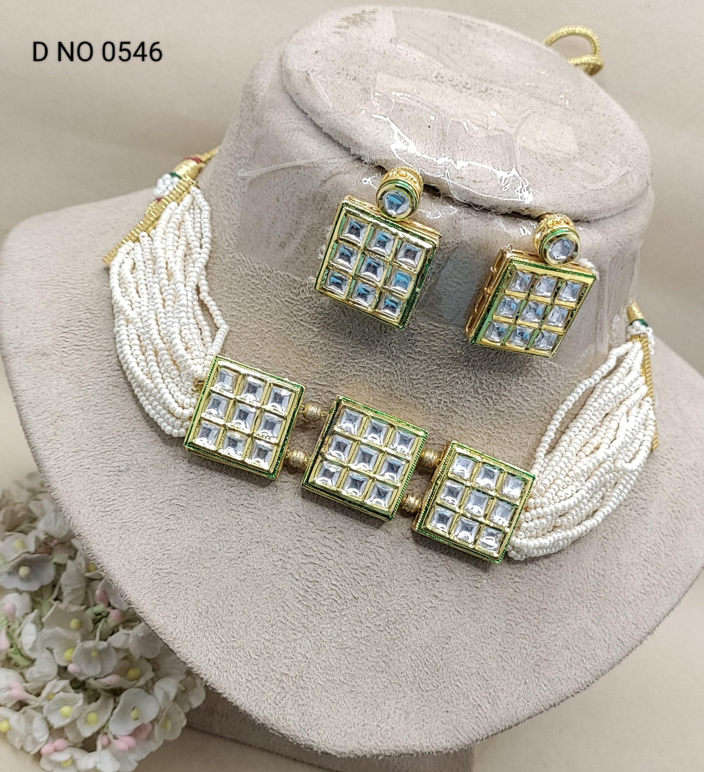 kundan choker necklace Set Sku-0546 D4 - rchiecreation