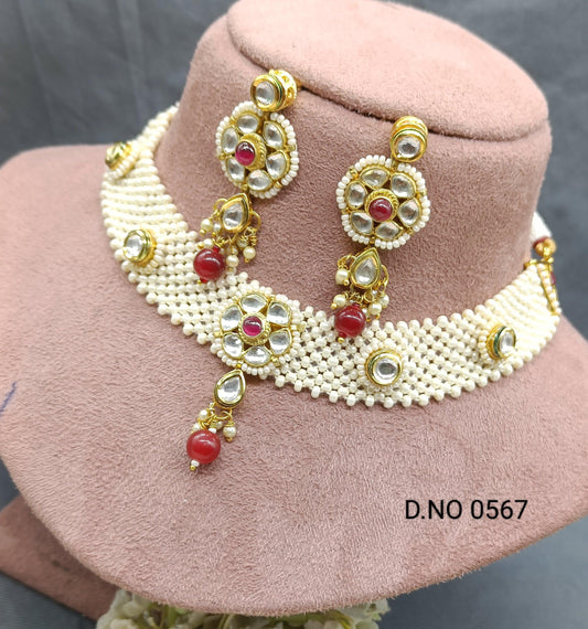 kundan choker necklace Set Sku 0567 D4 - rchiecreation