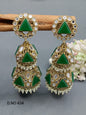 Kundan Double Jhumki Earring Mehndi Sku-434 A3 - rchiecreation