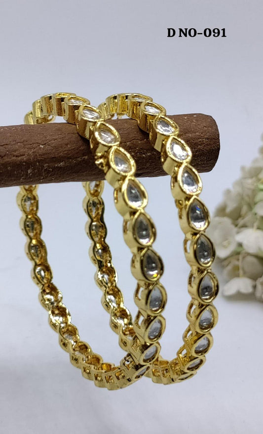 Kundan Golden Bangles Sku -091 G4 - rchiecreation