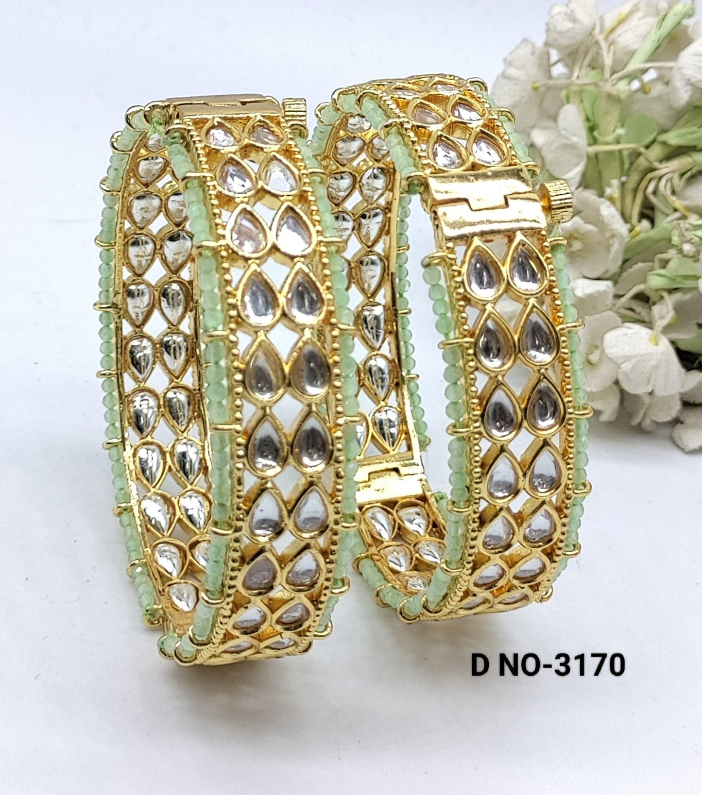 Kundan Golden Bangles Sku 3170 G4 - rchiecreation