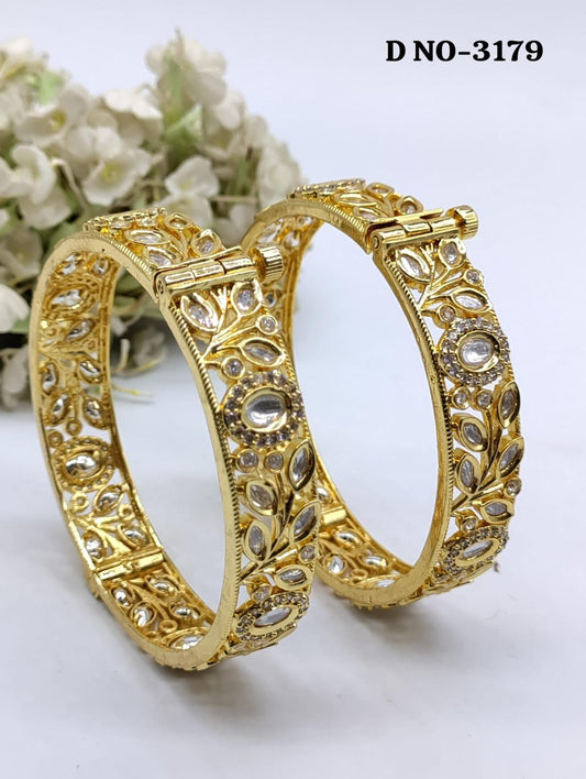 Kundan Golden Bangles Sku 3179 G4 - rchiecreation