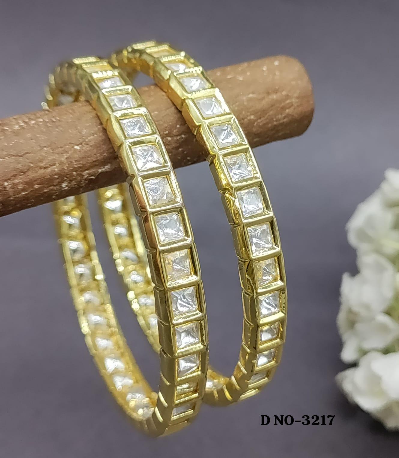 Kundan Golden Bangles Sku 3217 G4 - rchiecreation