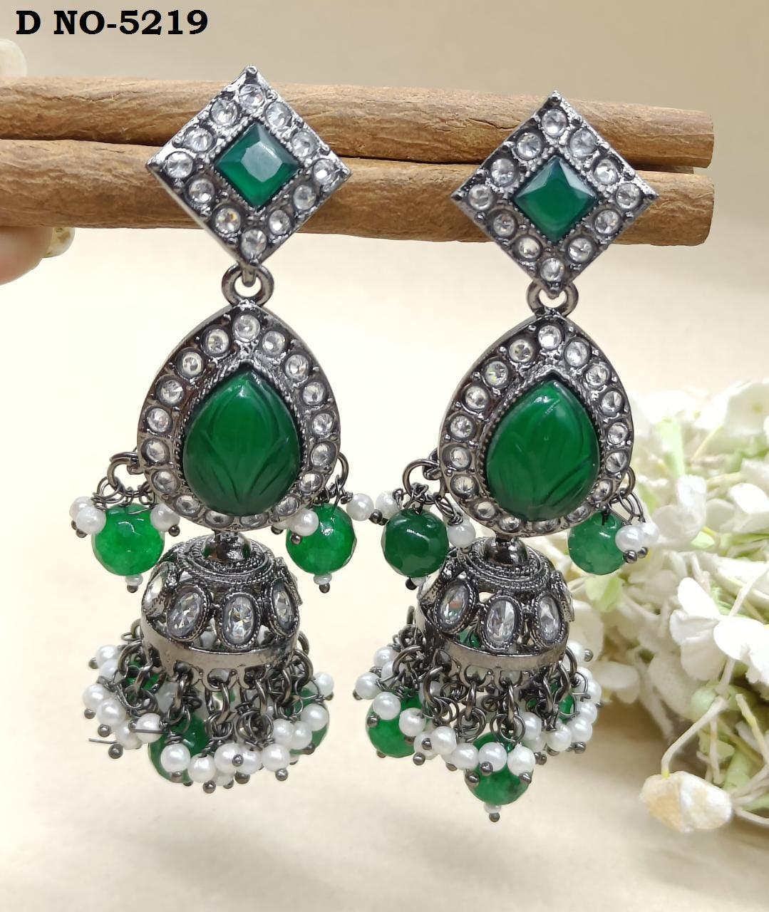 Kundan Jhumki Earring Victaorian Sku-5219 E3 - rchiecreation