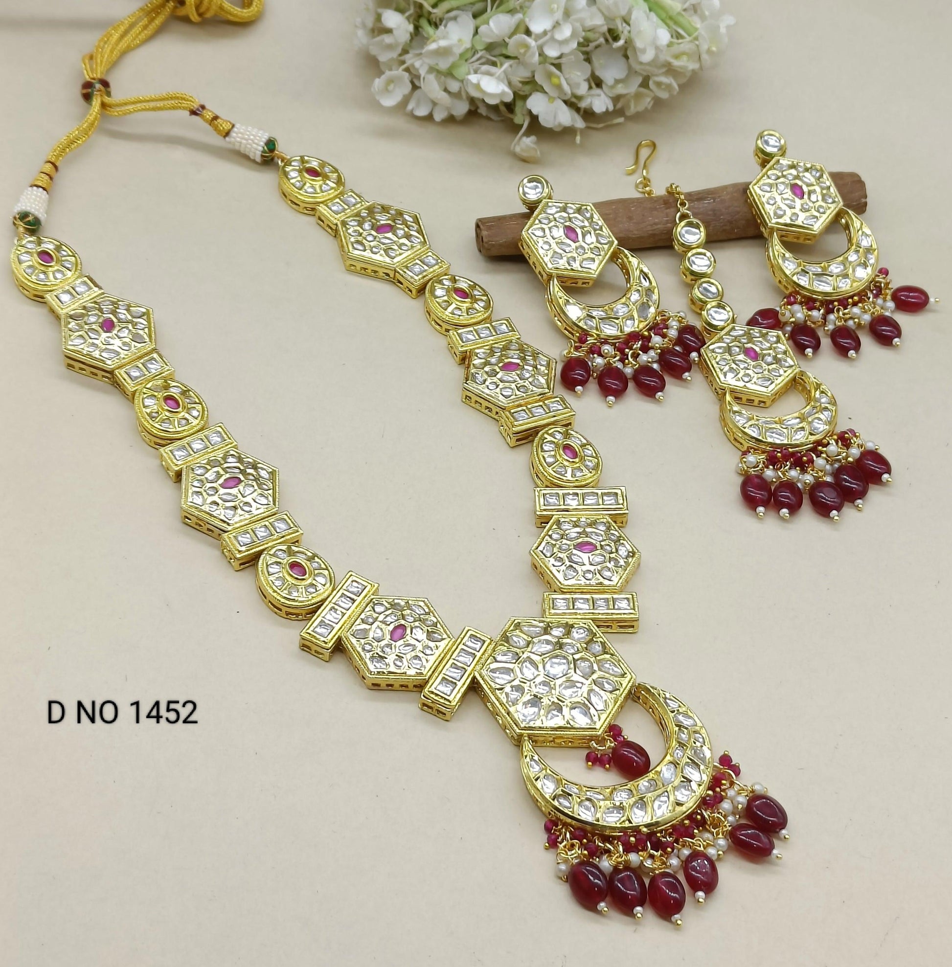 Kundan long Necklace Sku 1452 D4 - rchiecreation