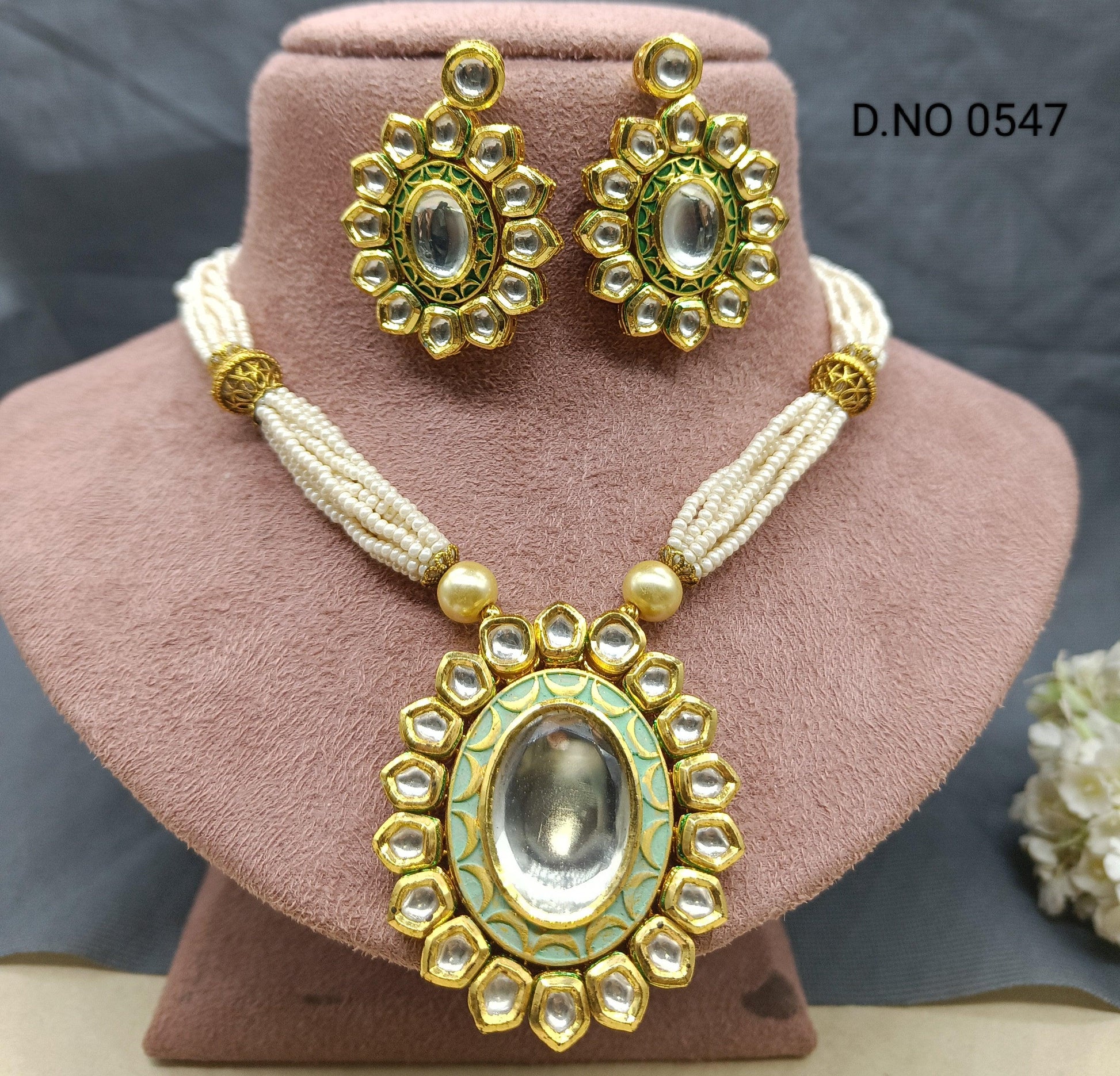 Kundan Mala Necklace Set Sku 0547 D4 - rchiecreation