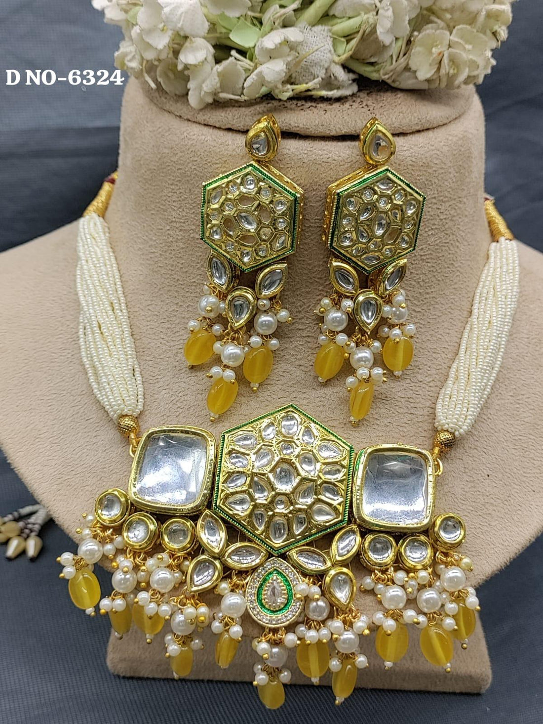 kundan necklace set-6324 - rchiecreation
