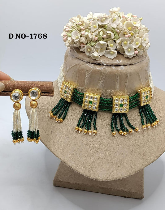 Kundan Necklace Set Sku-1768 D4 - rchiecreation