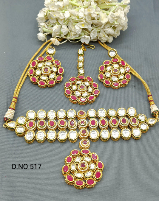 Kundan Necklace Set Sku 517 D4 - rchiecreation