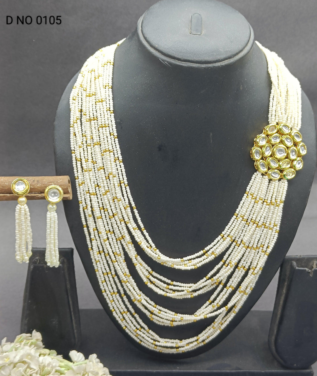 Kundan Pearl long Mala Sku 0105 D4 - rchiecreation