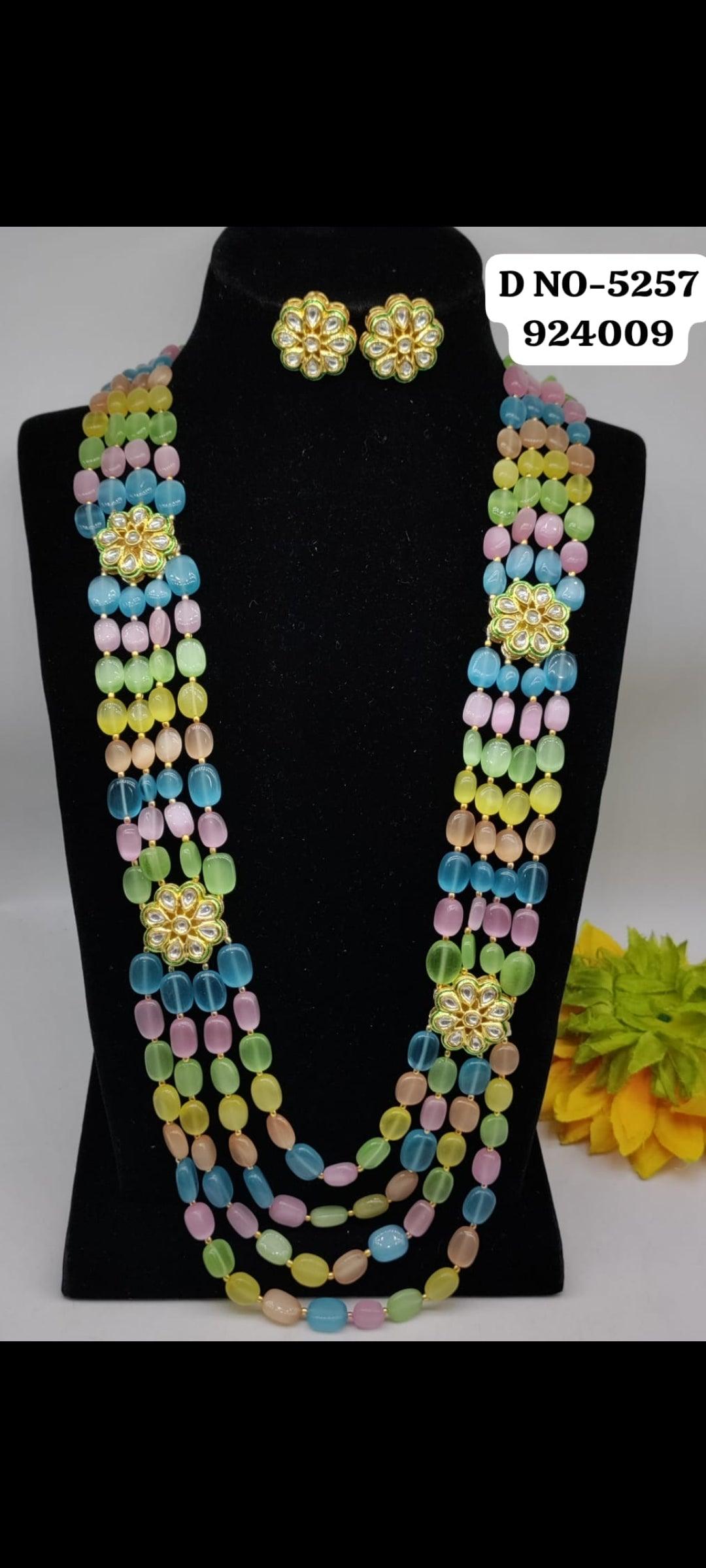 Kundan Pearl long Necklace Sku:-5257 B1 - rchiecreation