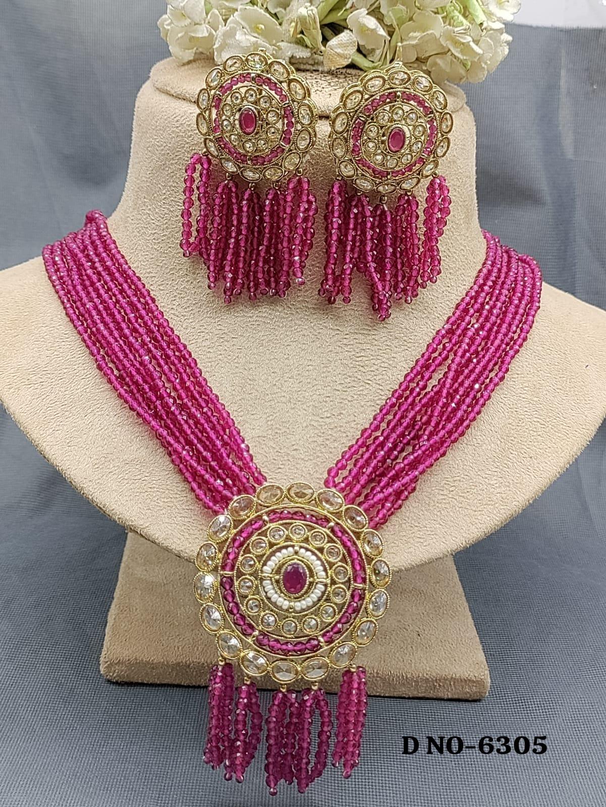 Long Polki Necklace Set Sku 6305 B3 - rchiecreation